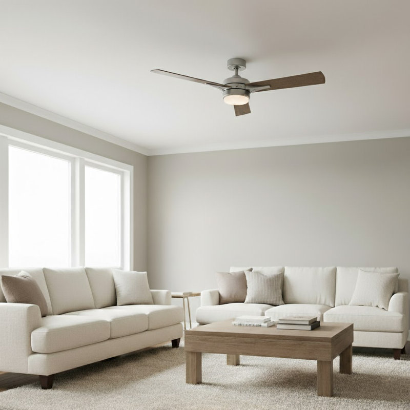 Ventus 52"  3 - Blade LED Propeller Ceiling Fan with Wall Control and Light Kit Included, Pewter