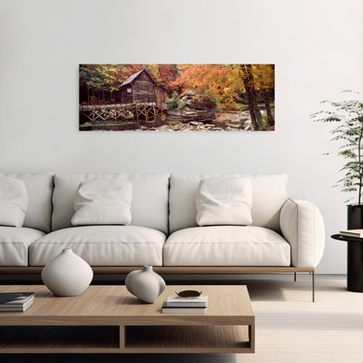 «Power Station In A Forest», Glade Creek Grist Mill, Babcock State Park, Virginie-Occidentale, États-Unis, art contemporain abstrait, forêt, art mural