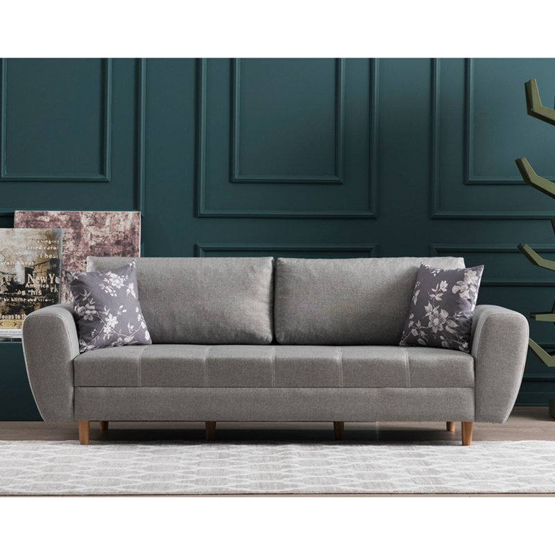 Canapé revêtu de tissu d'ameublement 90,6 "haitham, Mélange de polyester gris clair