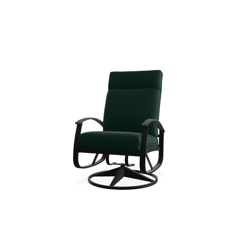 Chaise berçante pivotante réglable avec coussins Askar, Toile Sunbrella® vert forêt, Graphite classique P30, Noir texturé