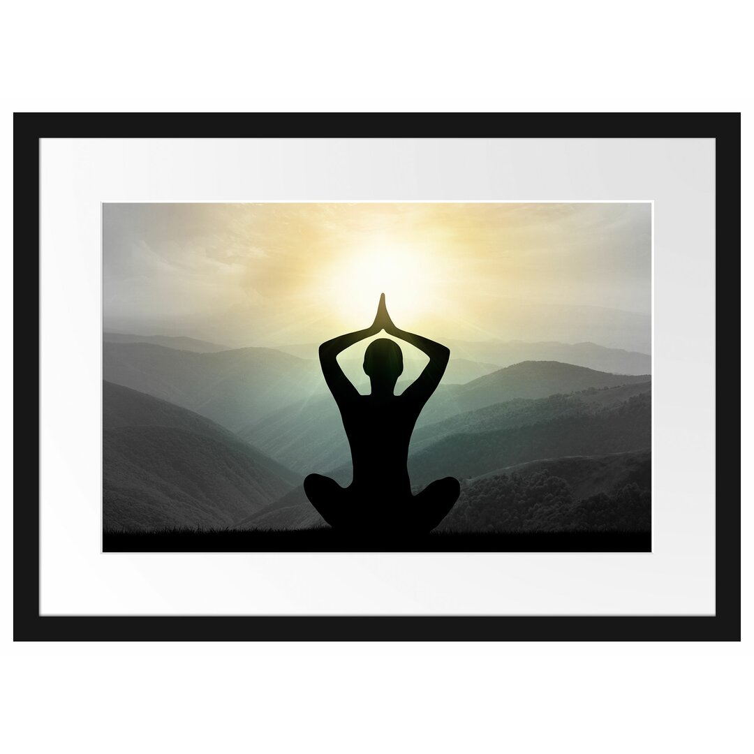 Yoga und Meditation Gerahmter Fotokunstdruck Poster