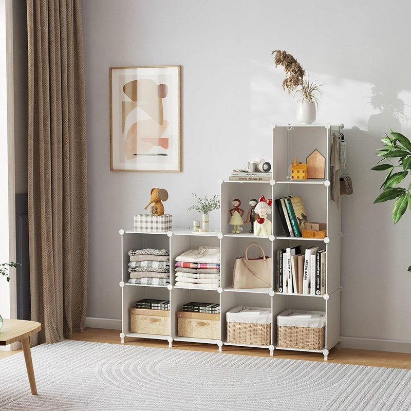 Étagère / bibliothèque de rangement bricolage empilable pour armoire pour chambre à coucher, maison ou bureau - Blanc