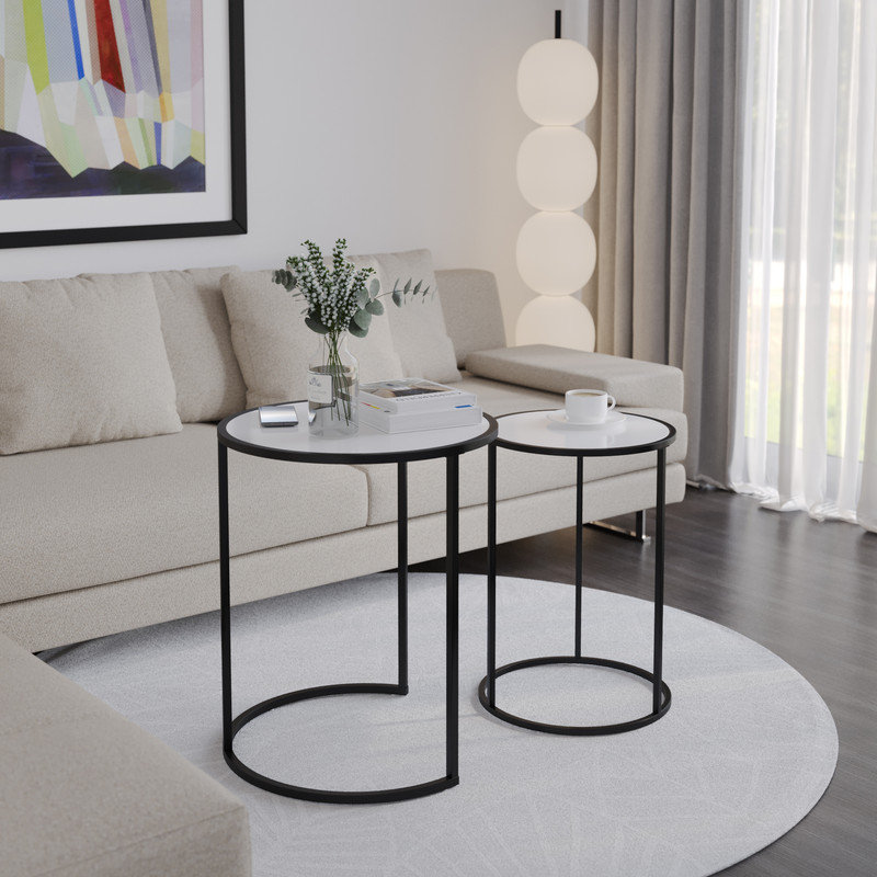 Shkar Three Leg Coffee Table, Black, White