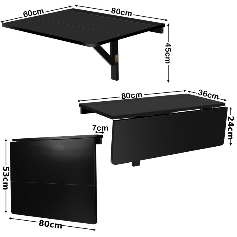 Eitelbert 80cm Square Folding Table, Black