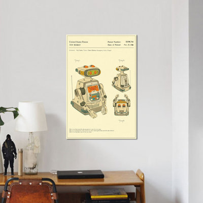 Yuji Tanno & Takeo Kimura (Playtime Products, Inc.) Toy Robot ("Gemini") Patent by Jazzberry Blue - Wrapped Canvas Gallery-Wrapped Canvas Giclée
