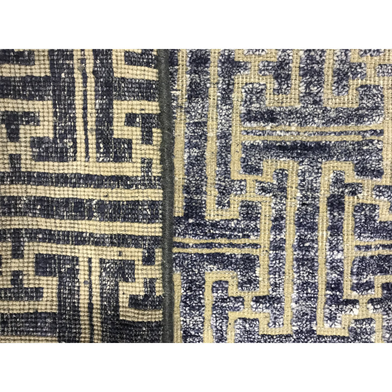 Hand-Knotted High-Quality Blue and Beige Area Rug