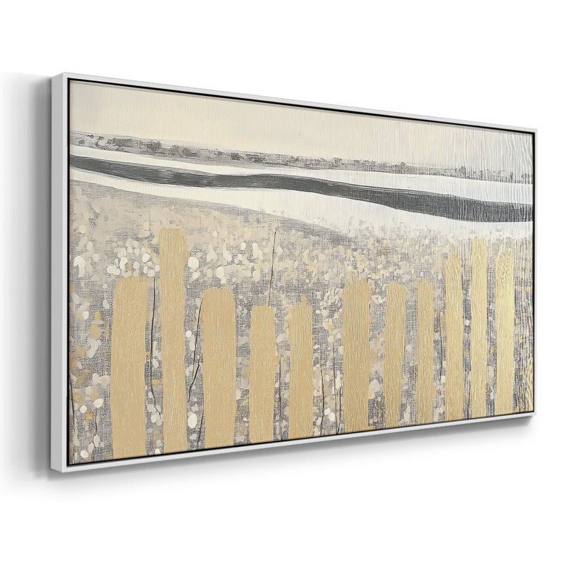 Série abstraite - DLXIV - Toile tendue avec châssis encadré - Prêt à être accroché, H 21 po x l 41 po, Blanc