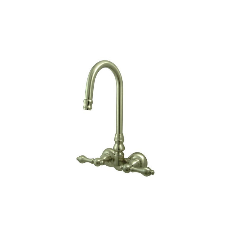Hot Springs Double Handle Wall Mounted Clawfoot Tub Faucet, Brushed Nickel