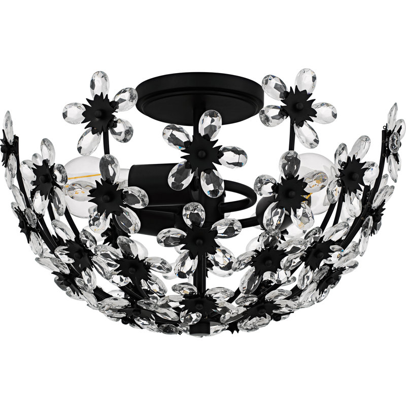 Rosemary 3-Light Semi-Flush Mount, Matte Black