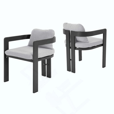 Patio Outdoor Aluminum Dining Chair, Set Of 2 With Cushion