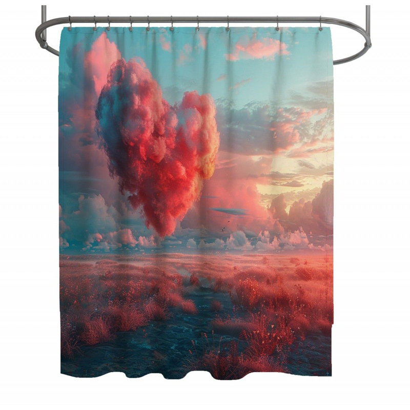 Heart Cloud Nature Shower Curtain, 73"H x 70"W
