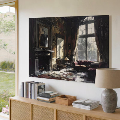 Wall Art Haunted Parlor Decaying Victorian Room With Gothic Shadows Canvas Ready To Hang Gallery Wrapped Home Decor Modern Design Decor