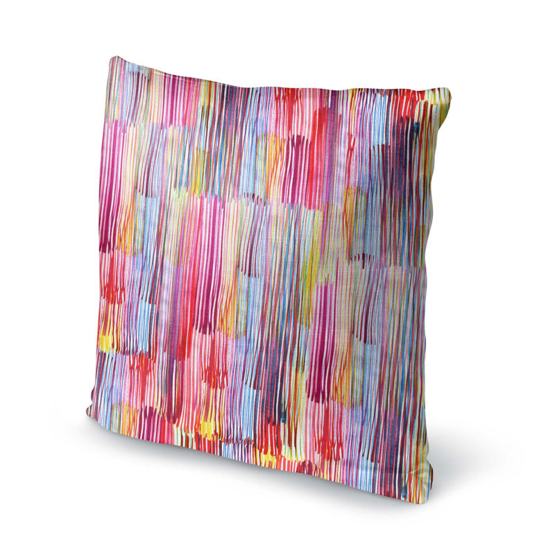Dripping Abstract Cotton Blend Outdoor Reversible Throw Pillow, 16" x 16"