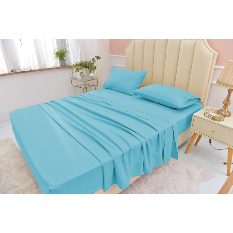 Ensemble de draps en rayonne de bambou ultra doux et infroissable, Très grand californien, Turquoise