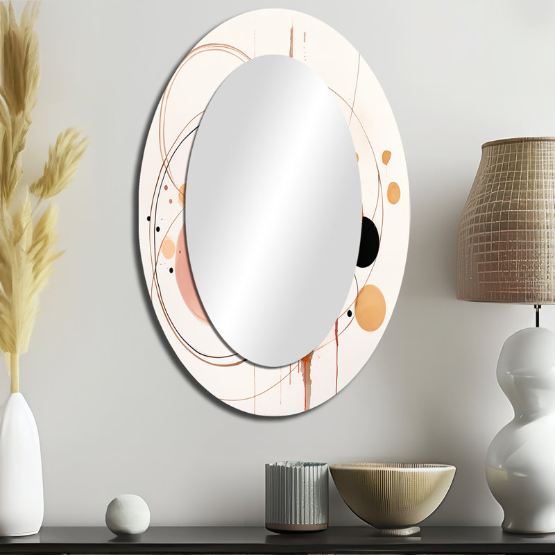 Dreams Of The Heart In Vintage Pink Gold III - Pink Modern Oval Wall Mirror, 36" x 24"
