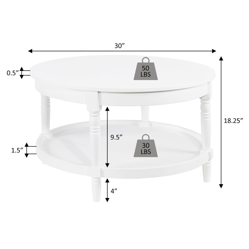 Table basse sans outils 30 "avec tablette Mayall, Blanc