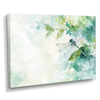 Libellule sur une feuille - impression murale libellule
