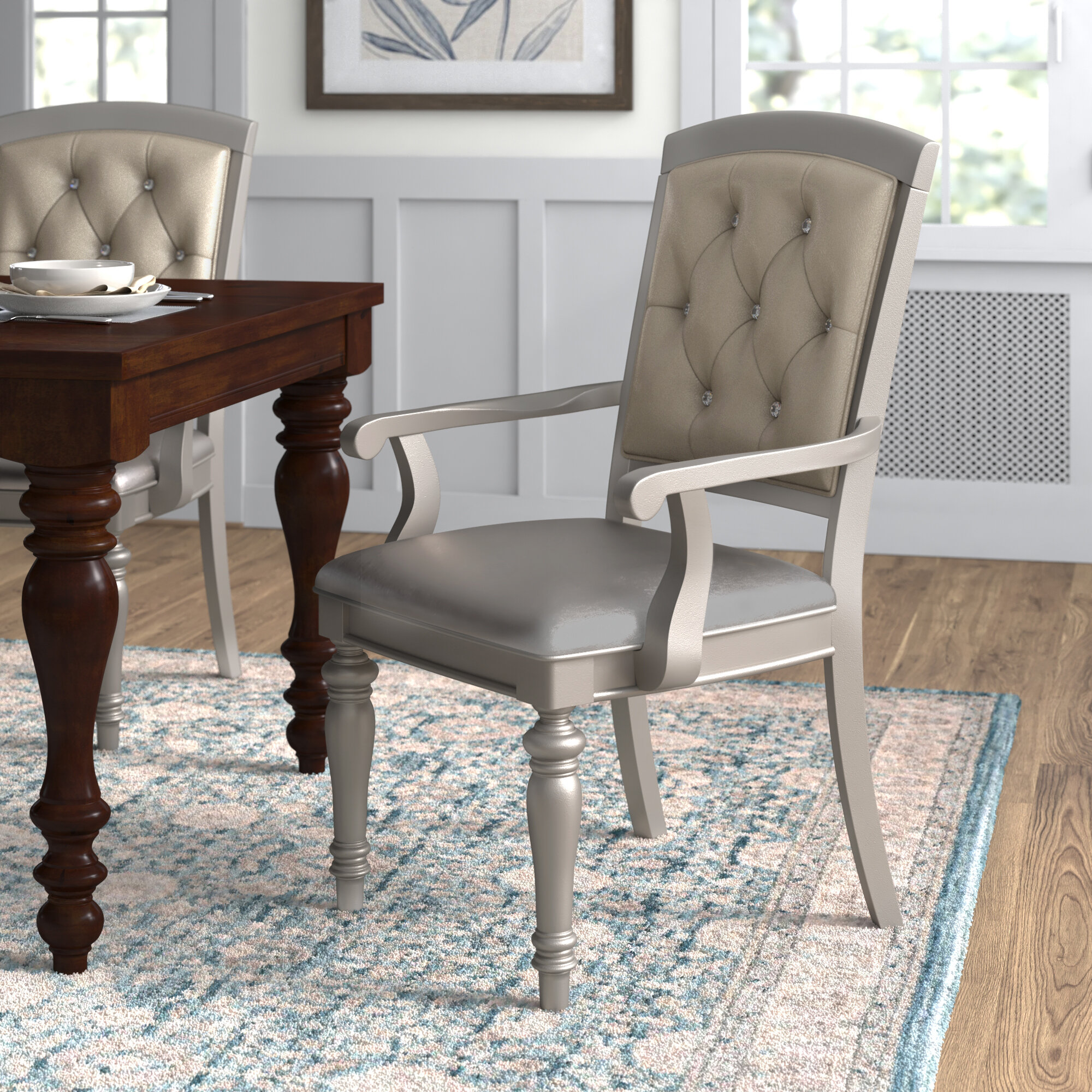 Lark Manor Caviness Traditional Upholstered Dining Chair & Reviews