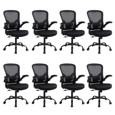 Chaise de bureau ergonomique en filet avec accoudoirs rabattables
