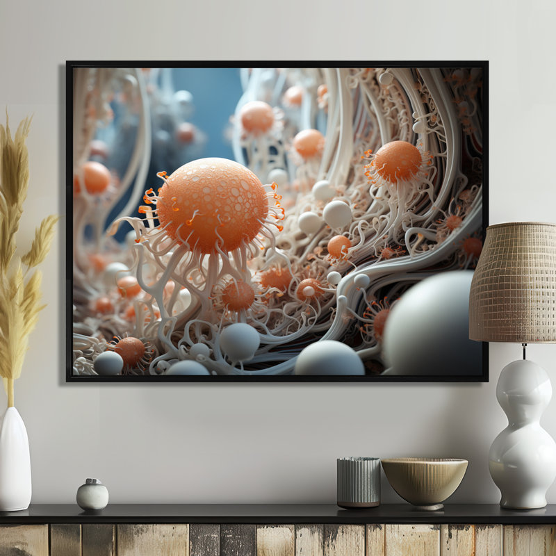 Microcosmos Geography - Abstract Landscape, art mural, Cadre flottant noir, H 12 po x l 20 po