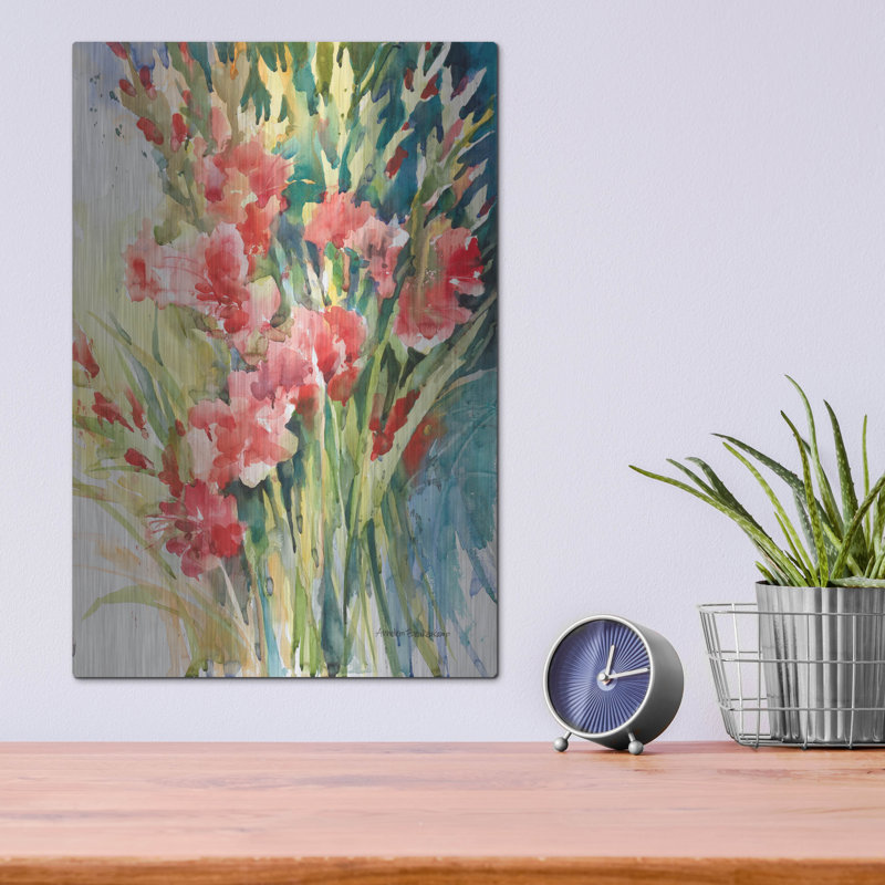 «Gladiola Bunch» par Annelein Beukenkamp, art mural en métal, H 16 po x l 12 po