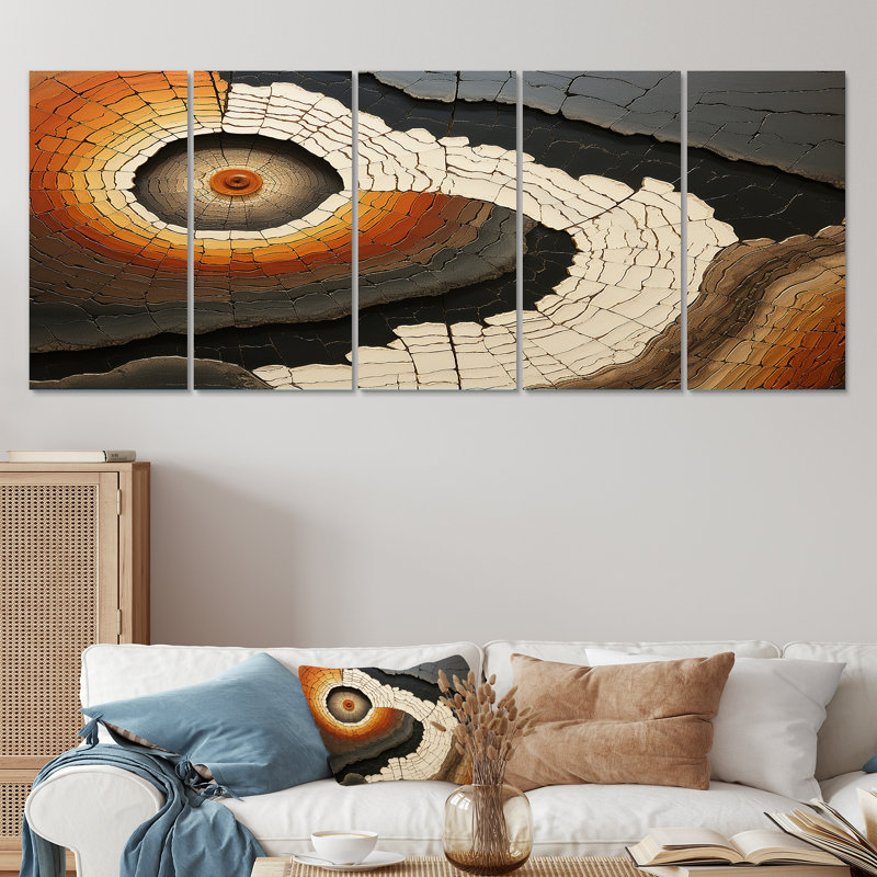 Ensemble de 5 décorations murales Beige Quartz Mystery Collage - Géode de pierre, H 28 po x l 60 po