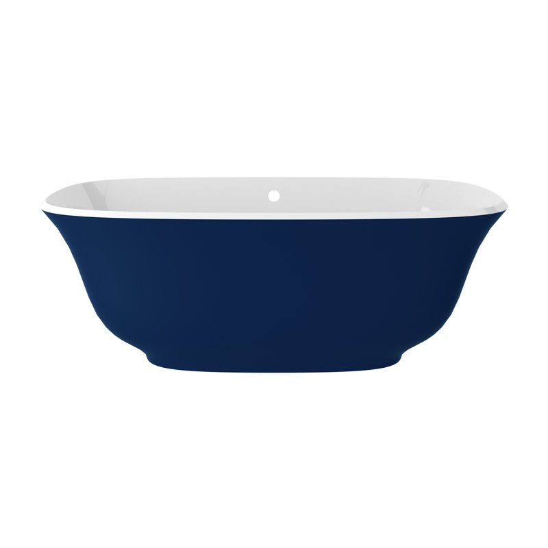 Amiata Volcanic Limestone Freestanding Soaking Bathtub, Sapphire Blue