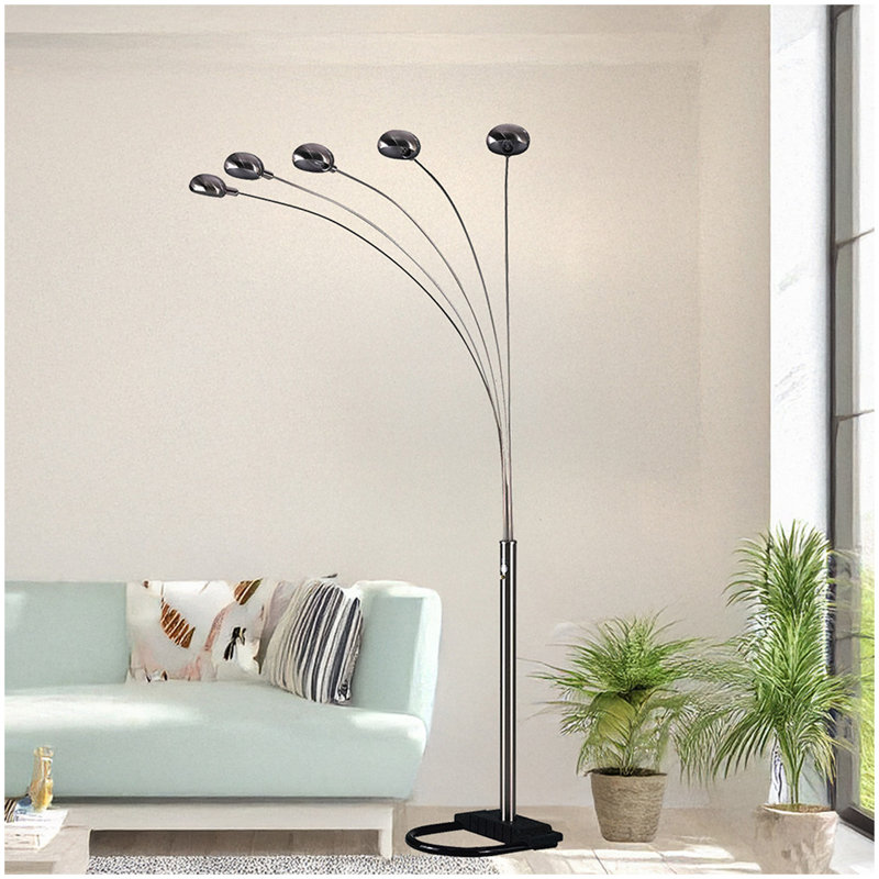 84"H SILVER 5-HEAD CAP STYLE FLOOR LAMP (1PC/CTN) (2.24/33.97), Brushed Nickel