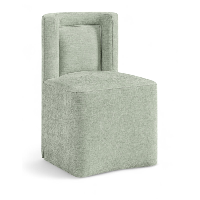 Chaise rembourrée Duvina, Tissu chenille menthe