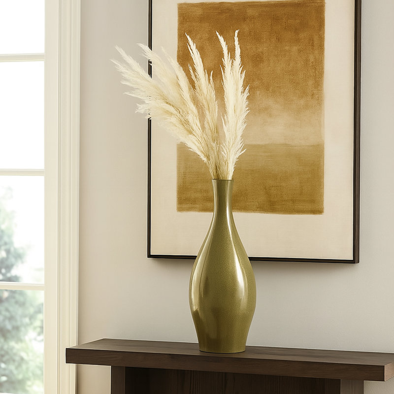 Vase en céramique 27 po H, Vert