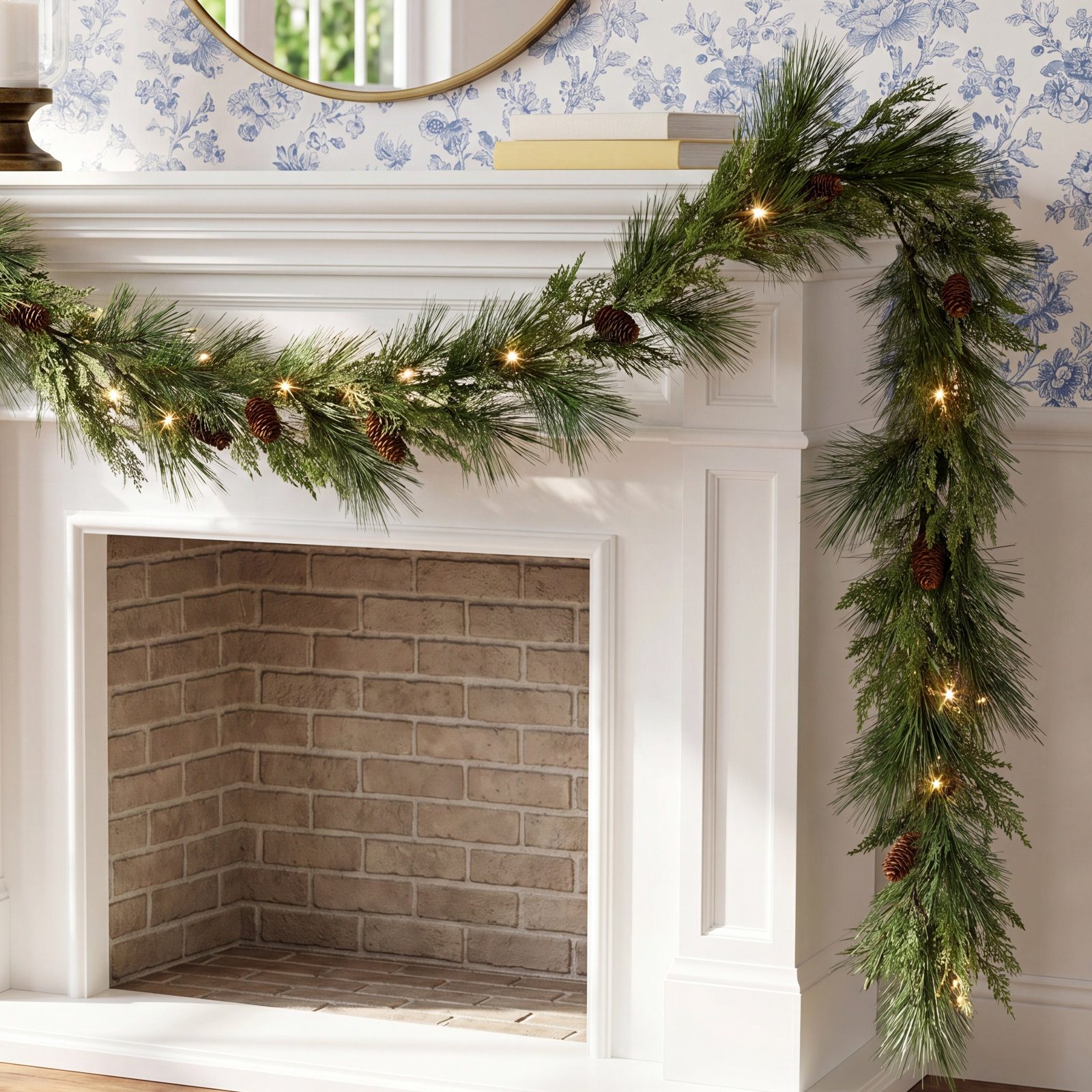 Pre-Lit Black Tie Cedar Garland, 6'