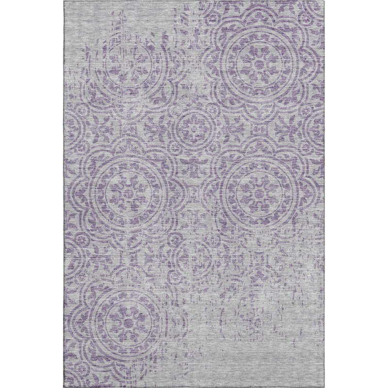 Premium Machine Washable Prisco Lavender Rug, Rectangle 9' x 12'