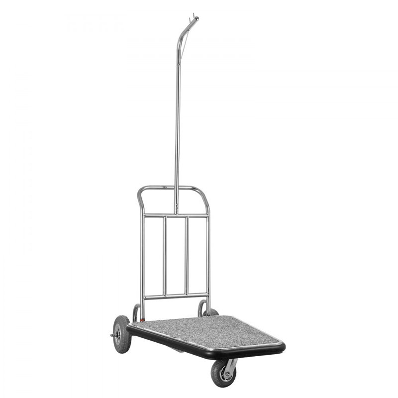 Luggage Cart 600 LBS 3 Wheel Stainless Steel Finish Bellman's Cart