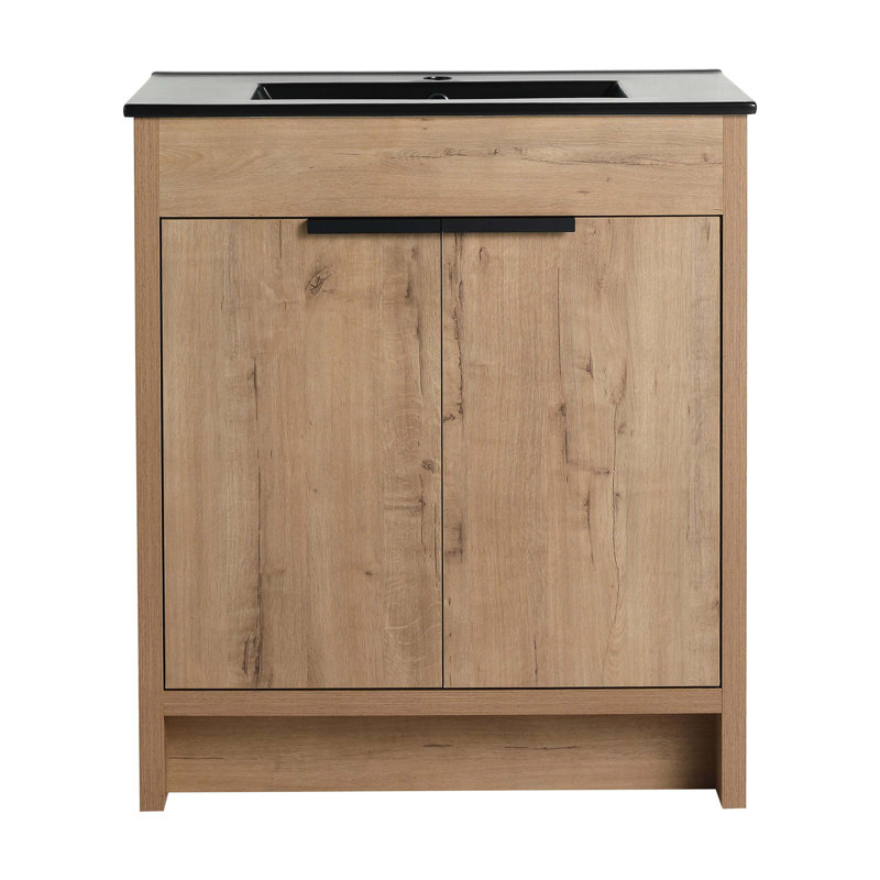 Armoire de salle de bain autoportante 30 po avec lavabo et 2 portes à fermeture douce