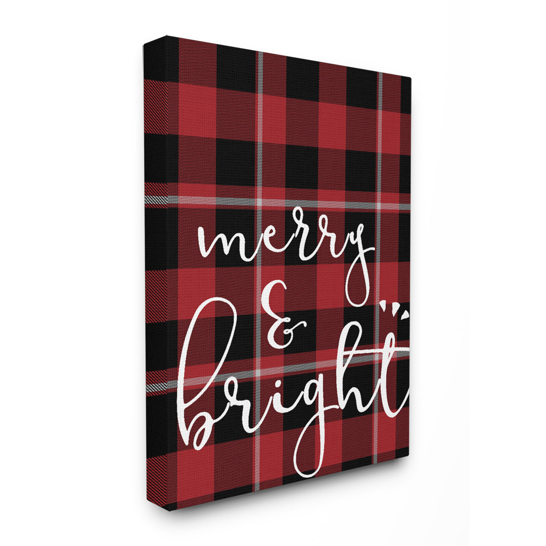 " Merry & Bright Plaid Typography " by Daphne Polselli The Holiday Aisle® 