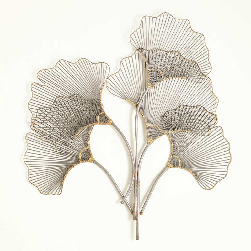 Large Iron and Brass Ginkgo Leaf Wall Decor