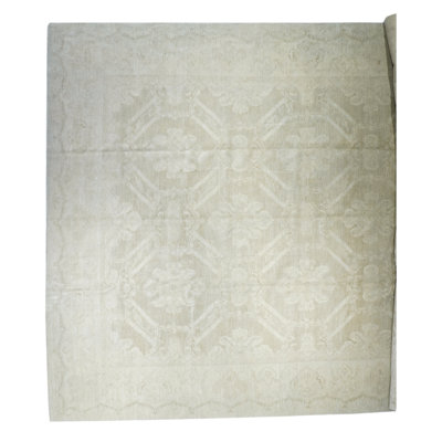 Tapis beige en laine noué à la main de conception unique 13 pi x 17 pi 3 po