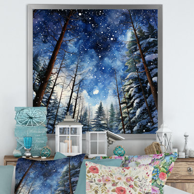 «Blue and White Winter Forest Wonderland - Fruits», art mural