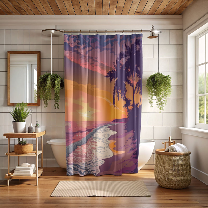 Rideau de douche Sunset Sands, H 74 po x l 71 po