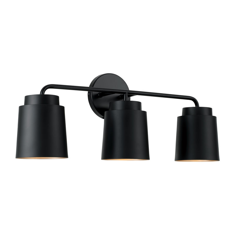 Éclairage pour salle de bain 3 lumières Pratt, Noir mat