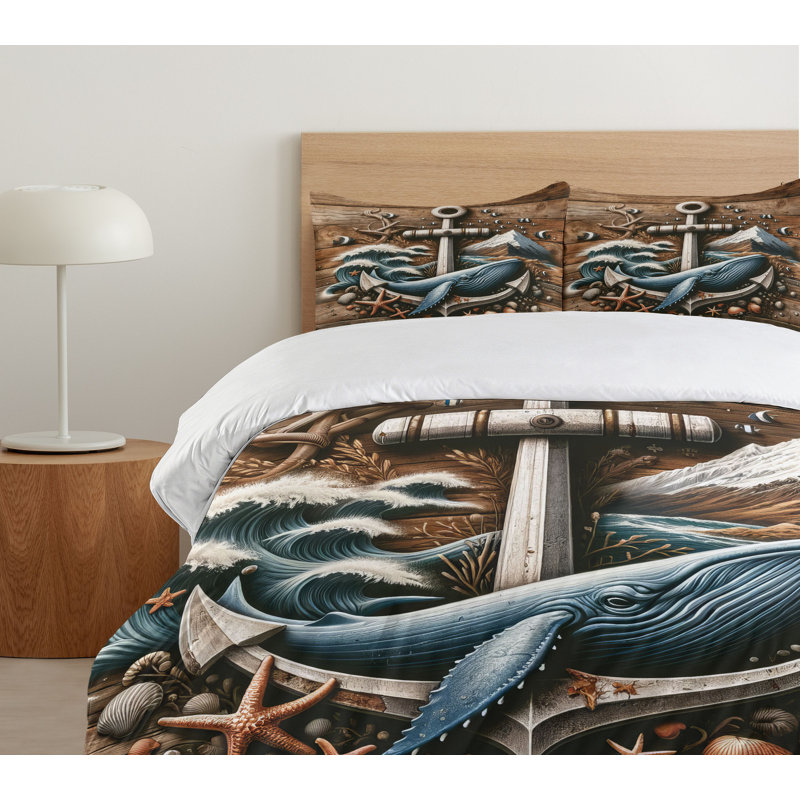 Nautical Duvet Cover, California King Duvet Cover + 2 Standard Shams