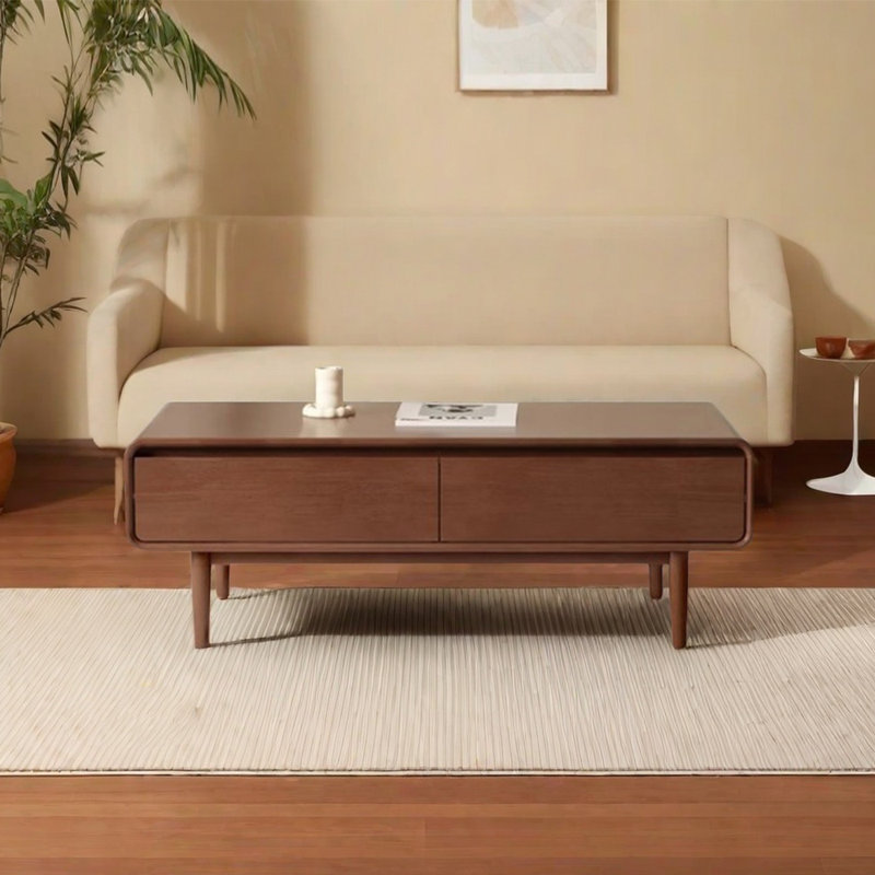 Retro design solid wood coffee table, 16.53" H x 39.37" L x 19.68" W