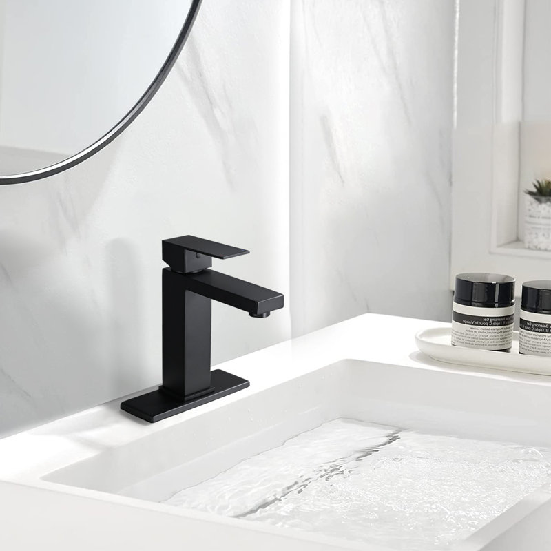 Single-Hole Single-handle Bathroom Faucet with Drain Assembly, Matte Black