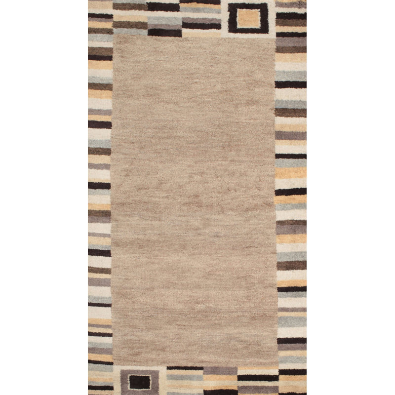 Tapis contemporain gris / brun, Rectangle 3 pi x 5 pi