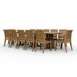 Outdoor 14 - Piece Teak Dining Set