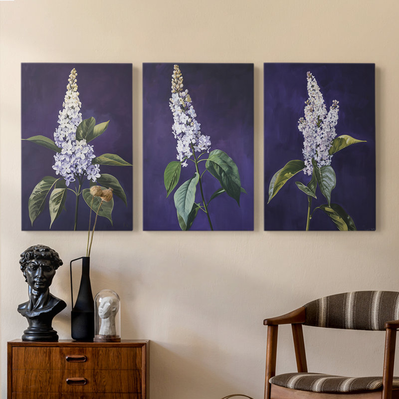 Ensemble de 3 toiles tendues avec châssis Floral Series