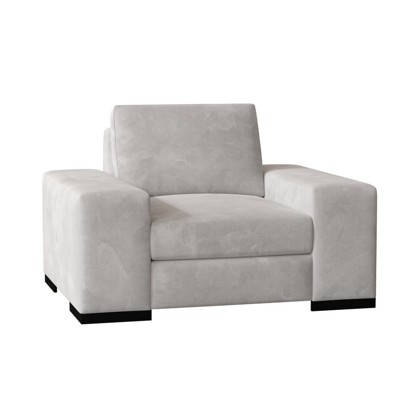 Fauteuil club Harrison, Bella en velours performance blanc, Noir, Moyenne