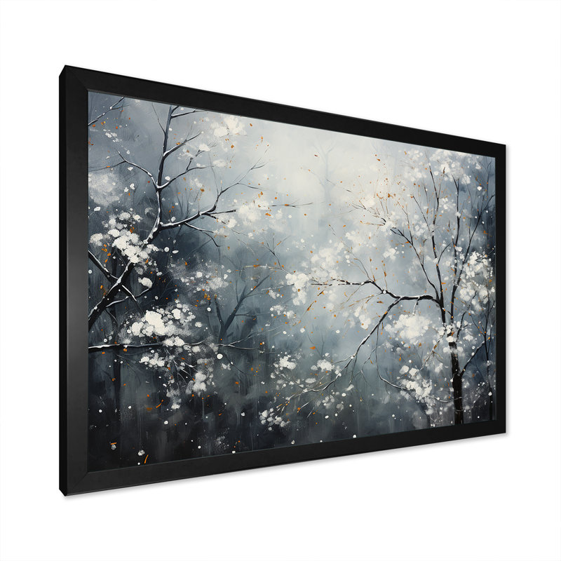 «Winter Tree Minimal Landscape» sur toile, Cadre simple noir, H 12 po x l 20 po x P 1 po