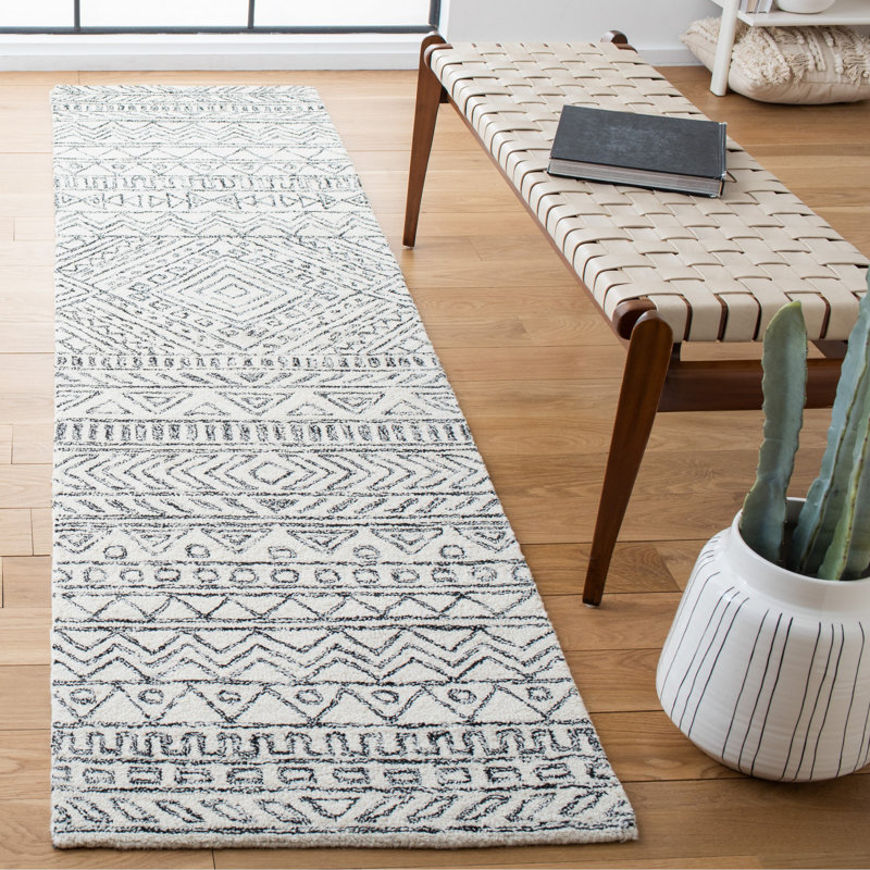 Tapis en laine touffeté à la main Wenzel, Tapis de couloir 2 pi 3 po x 11 pi