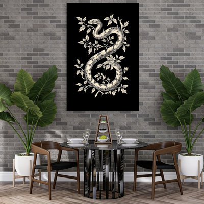 Vintage Serpent Leaves Elegant Gothic Vintage Snake Forest Nature Wall Art Print 1 Piece Wrapped Canvas Wall Art